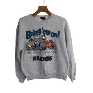 Looney Tunes Bring 'em on! Raiders Graphic Sweatshirt Heather Gray Size L